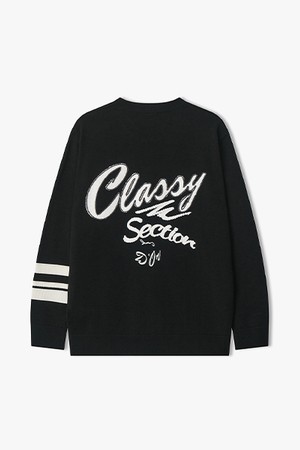 [25FW] LLW51622 블랙 자수 아트웍 라운드 니트