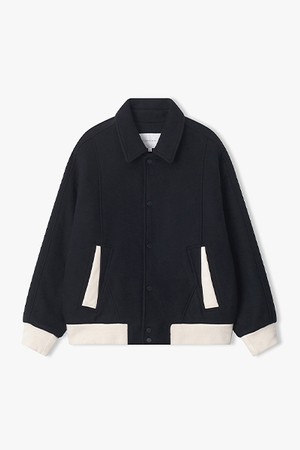 [25FW] LLW22681 네이비 캐시미어블랜드 컬러 배색 바시티 점퍼