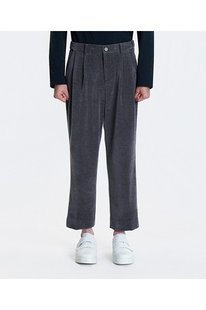 [25FW] LLW23640 그레이 배기핏 투턱 히든밴딩 팬츠