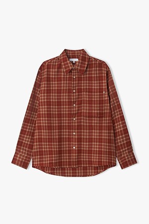 [25FW] LLF31606 레드 세미오버핏 체크패턴 롱포켓 디테일 셔츠