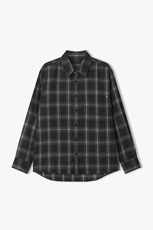 [25FW] LLF31605 블랙 세미오버핏 체크패턴 롱포켓 디테일 셔츠