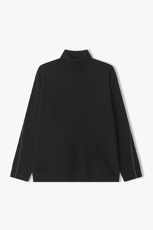 [25FW] LLW51686 블랙 라인배색 롱터틀넥 니트