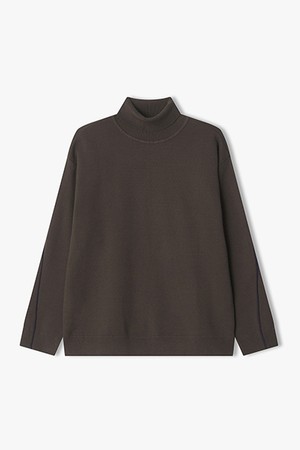 [25FW][차은우 PICK] LLW51687 브라운 라인배색 롱터틀넥 니트