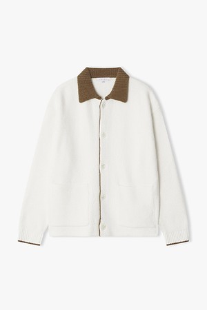 [25FW] LLW51606 아이보리 셔닐 클레릭 카라 가디건