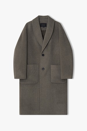 [25FW] LLW21631 멜란지브라운 캐시미어블렌드 세미오버핏 숄카라 코트