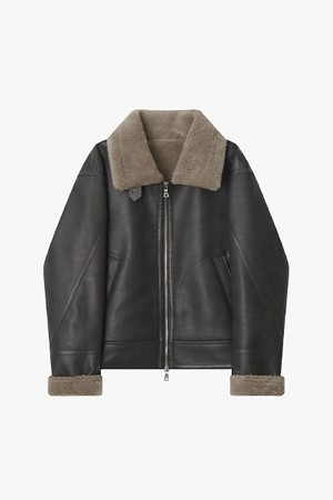 [25FW] LLW25654 브라운 오버핏 램 텍스처 무스탕