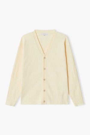 [26SS] LMS51702 아이보리 골조직 와이넥 니트 가디건