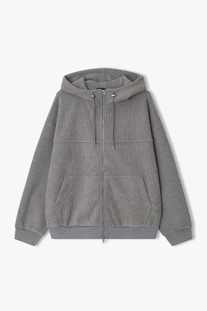 [26SS] LMS41760 멜란지그레이 니트 텍스쳐 셋업 후드 집업