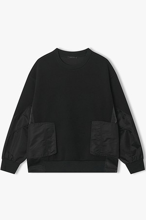 [26SS] LMS41706 블랙 텍스쳐믹스 우븐포켓 티셔츠