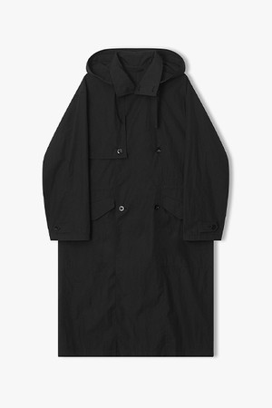 [26SS] LMS20701 블랙 경량 후디 롱 트렌치코트