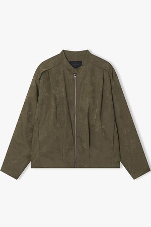 [26SS] LMS32701 카키 페이크 레더 플리츠 볼륨 점퍼