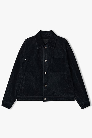[26SS] LMS32772 다크네이비 벨벳 플로킹 데님 트러커 자켓