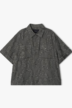 [26SS] LMM32702 다크그레이 오버핏 클립 자카드 하프 셔켓