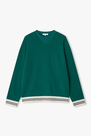 [26SS] LMS51725 그린 배색 블럭단 라운드 니트