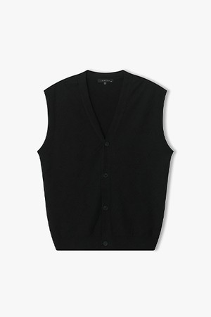 [26SS] LMS51760 블랙 사선 펀칭 패턴 니트 베스트