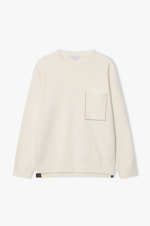 [26SS] LMS51722 아이보리 포인트 포켓 트리밍 라운드 니트