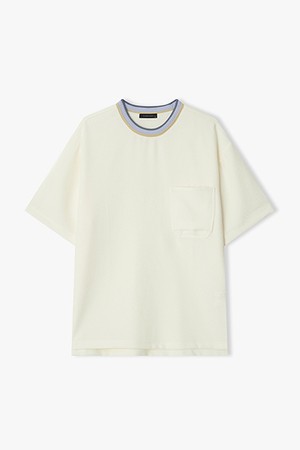 [26SS] LMM41701 크림 트위드 컬러리브 하프 티셔츠