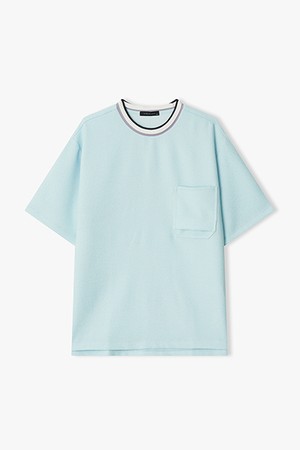 [26SS] LMM41702 라이트블루 트위드 컬러리브 하프 티셔츠