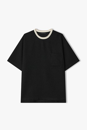 [26SS] LMM41703 블랙 트위드 컬러리브 하프 티셔츠