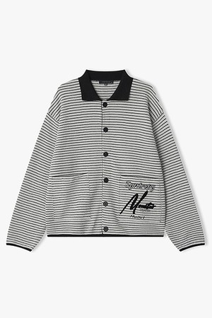 [26SS] LMS51705 블랙 멀티 스트라이프 조직 가디건