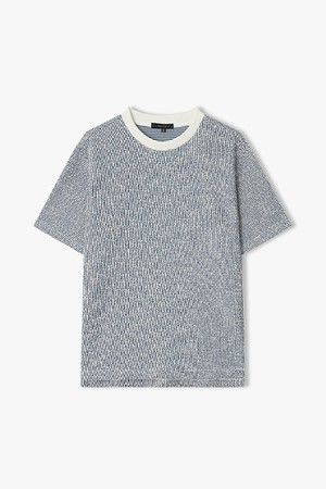 [26SS] LMM41710 블루 트위드 라운드 하프 티셔츠