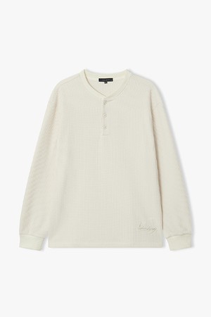 [26SS] LMS41701 아이보리 와플 헨리넥 티셔츠