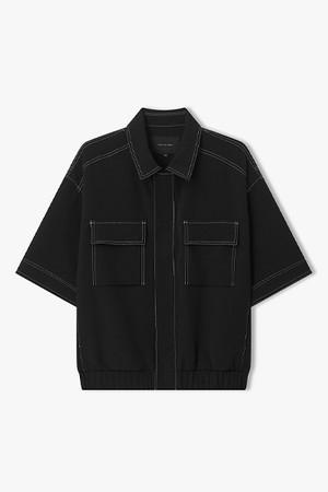 [리버클래시][26SS] LMM32756 블랙 컨트라스트 스티치 셋업 하프 셔켓