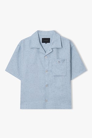 [리버클래시][26SS] LMM32708 라이트블루 트위드 오픈칼라 하프 셔켓