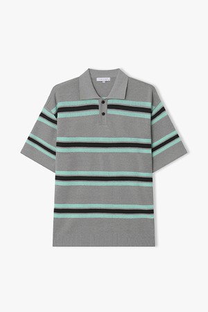 [리버클래시][26SS] LMM51740 그레이 단가라 카라 니트 탑