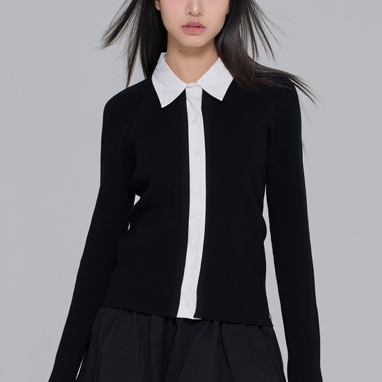 LAYERED SHIRT-CARDIGAN