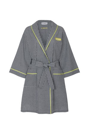 SEERSUCKER COTTON ROBE_BLACK-a