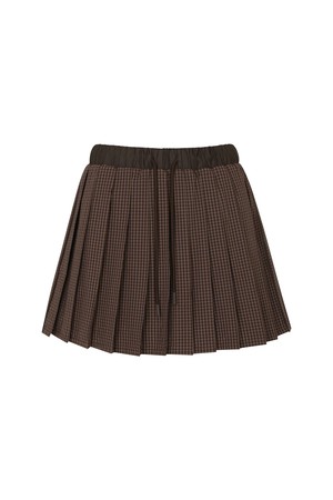 PLEATED DRAWSTRING SKIRT W/INNER PANTS_BROWN-a