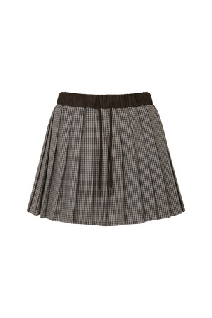 PLEATED DRAWSTRING SKIRT W/INNER PANTS_KHAKI-a