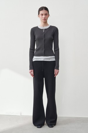 리타 린넨 플레어 니트 팬츠 블랙