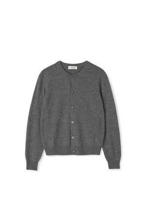 [남녀공용] 캐시미어 에센셜 블렌드 라운드넥 가디건 차콜