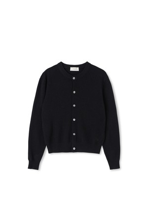 [남녀공용] 캐시미어 에센셜 블렌드 라운드넥 가디건 블랙