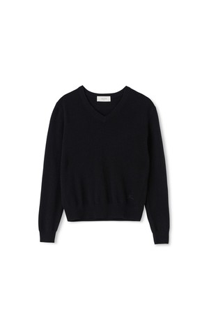 [남녀공용] 캐시미어 에센셜 블렌드 브이넥 블랙