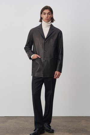 드로븐 베지터블 레더 싱글 자켓 블랙