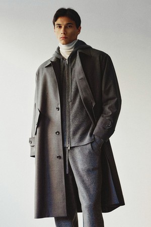 데번 드롭 숄더 싱글 브레스티드 코트 차콜