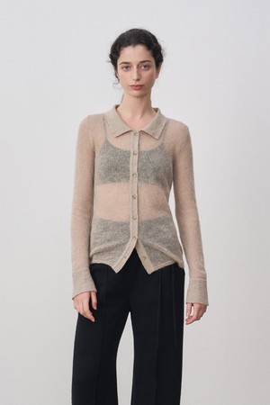 코라 키드 모헤어 폴로 니트 셔츠 베이지