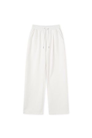 [남녀공용] 플리스 사이드 핀턱 드로스트링 팬츠 화이트