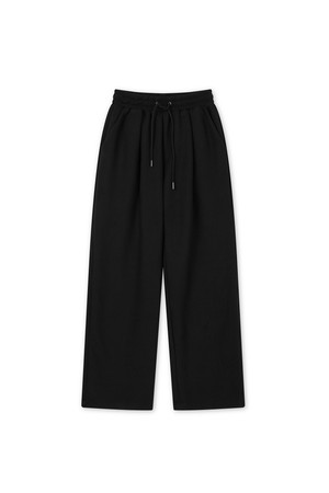 [남녀공용] 플리스 사이드 핀턱 드로스트링 팬츠 블랙