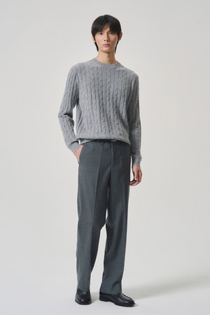 루 울 스트레이트 트라우저 그레이 스트라이프