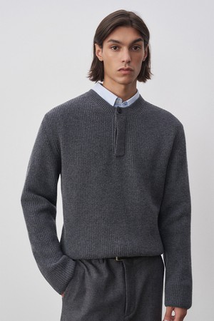 테오 메리노울 헨리넥 풀오버 그레이