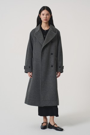 [우먼] 로벨 오버핏 랩 코트 그레이