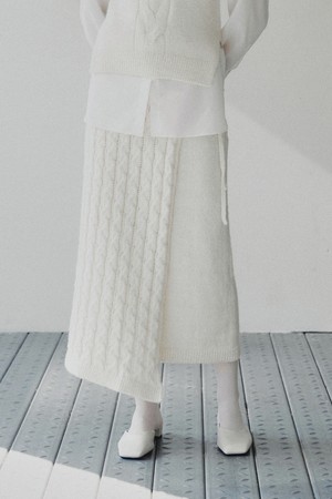 엘리즈 케이블 랩 스커트 아이보리