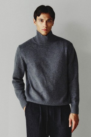 루벤 메리노울 터틀넥 풀오버 그레이