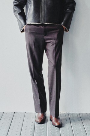 루 울 스트레이트 트라우저 브라운