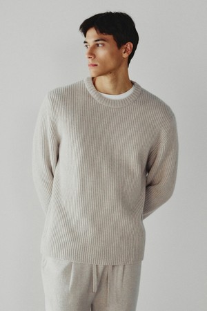 조니 메리노울 라운드넥 풀오버 오트밀