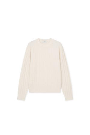 [남녀공용] 캐시미어 에센셜 블렌드 케이블 니트 아이보리